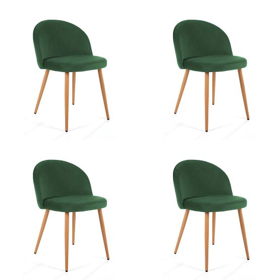 4 x Sametová čalouněná židle SJ.075 Lahvově Zelená
