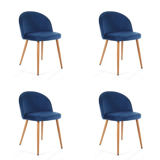4 x Sametová čalouněná židle SJ.075 Modrá