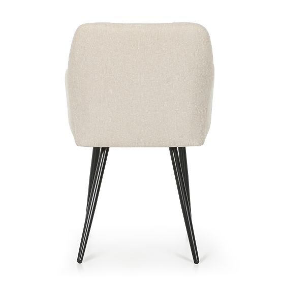 4x Čalouněná židle s čtvercovým prošíváním Béžová LUXANO Černé nohy látka Lumos