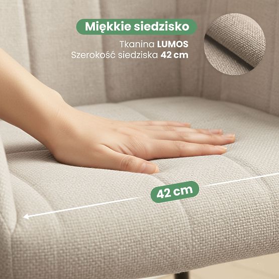 4x Čalouněná židle s čtvercovým prošíváním Béžová LUXANO Černé nohy látka Lumos