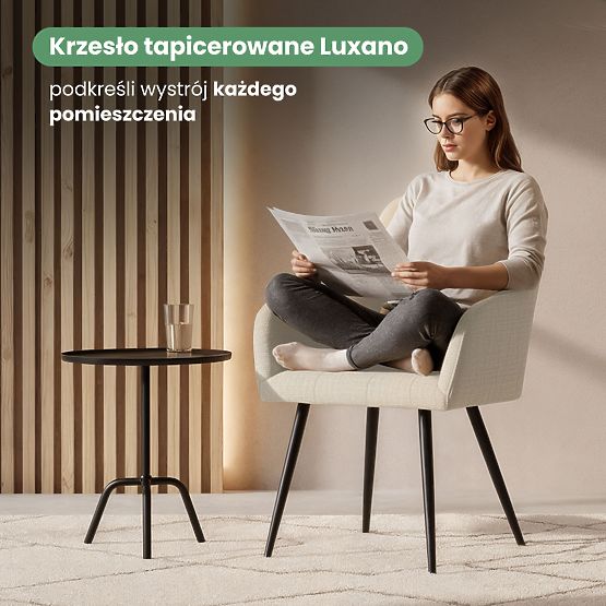 4x Čalouněná židle s čtvercovým prošíváním Béžová LUXANO Černé nohy látka Lumos