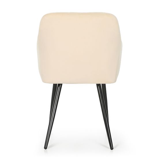 4x Čalouněná židle s čtvercovým prošíváním Béžová LUXANO Černé nohy