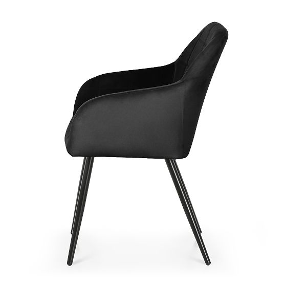 4x Čalouněná židle s čtvercovým prošíváním Černá LUXANO Černé nohy