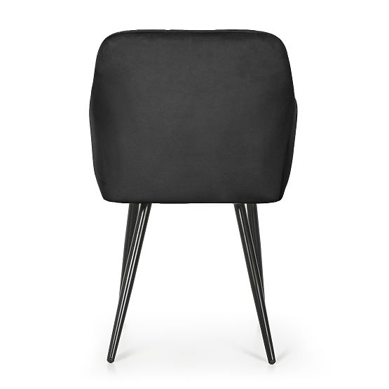 4x Čalouněná židle s čtvercovým prošíváním Černá LUXANO Černé nohy