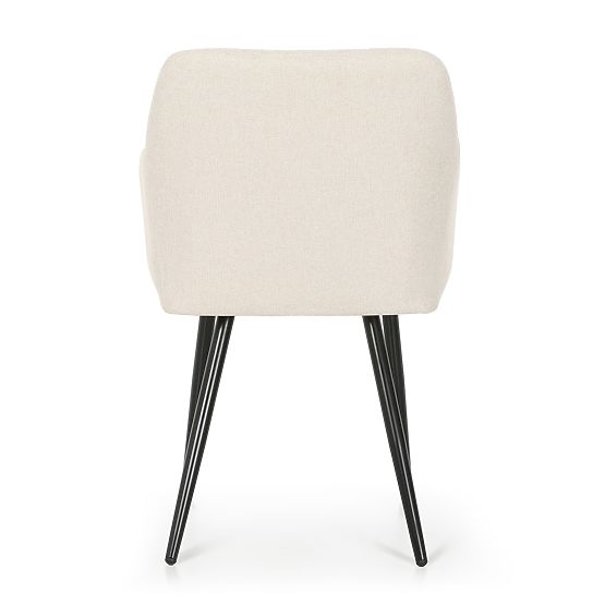 4x Čalouněná židle s čtvercovým prošíváním Krémová LUXANO Černé nohy látka Lumos