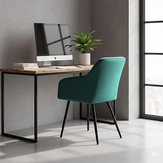 4x Čalouněná židle s čtvercovým prošíváním Lahvově Zelená LUXANO Černé nohy