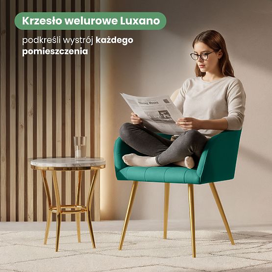 4x Čalouněná židle s čtvercovým prošíváním Lahvově Zelená LUXANO Zlaté nohy