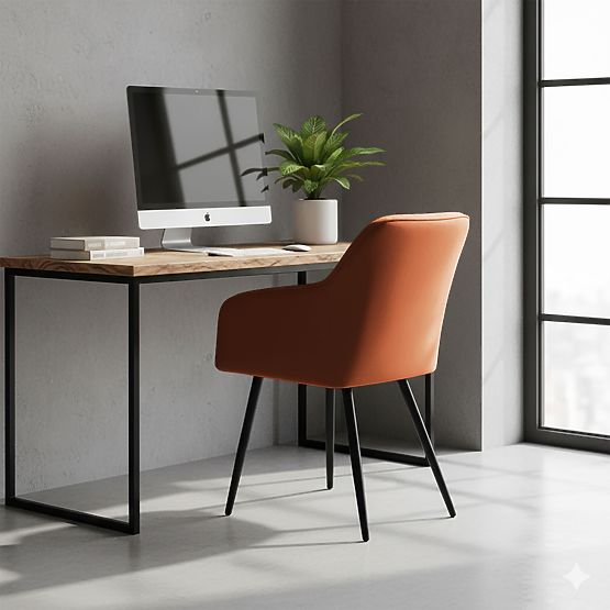 4x Čalouněná židle s čtvercovým prošíváním Měděná LUXANO Černé nohy