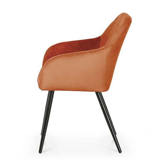 4x Čalouněná židle s čtvercovým prošíváním Měděná LUXANO Černé nohy