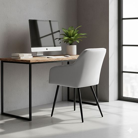 4x Čalouněná židle s čtvercovým prošíváním Šedá LUXANO Černé nohy