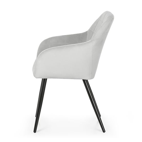 4x Čalouněná židle s čtvercovým prošíváním Šedá LUXANO Černé nohy