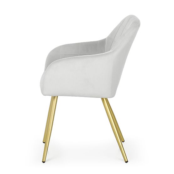 4x Čalouněná židle s čtvercovým prošíváním Šedá LUXANO Zlaté nohy