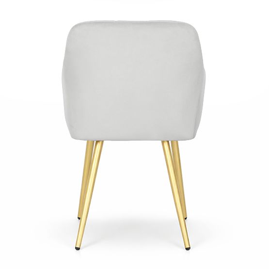 4x Čalouněná židle s čtvercovým prošíváním Šedá LUXANO Zlaté nohy