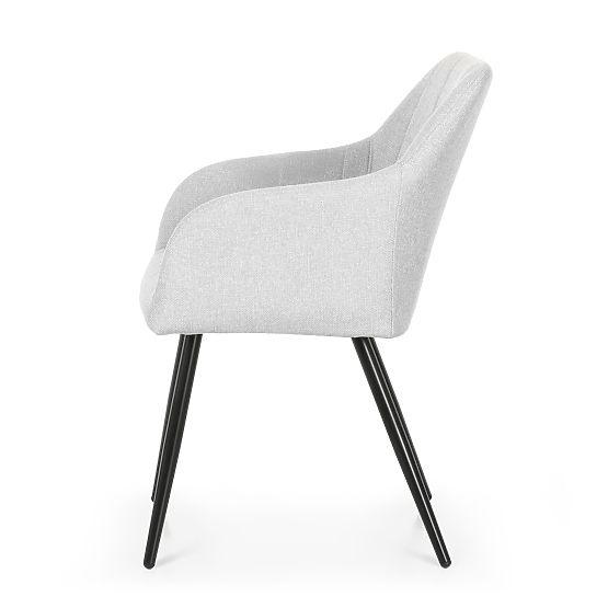 4x Čalouněná židle s čtvercovým prošíváním Světle Šedá LUXANO Černé nohy látka Lumos