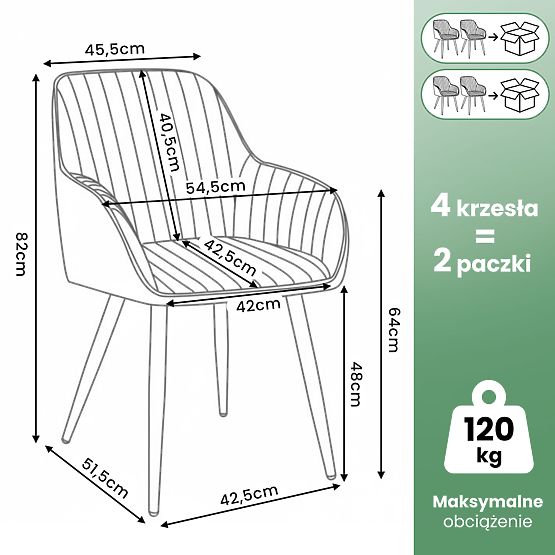 4x Sametová čalouněná židle s prošíváním Krémová FLORENCE Zlaté nohy