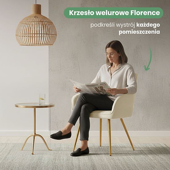 4x Sametová čalouněná židle s prošíváním Krémová FLORENCE Zlaté nohy