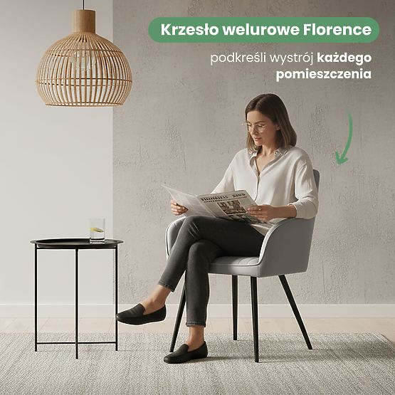 4x Sametová čalouněná židle s prošíváním Šedá FLORENCE Černé nohy