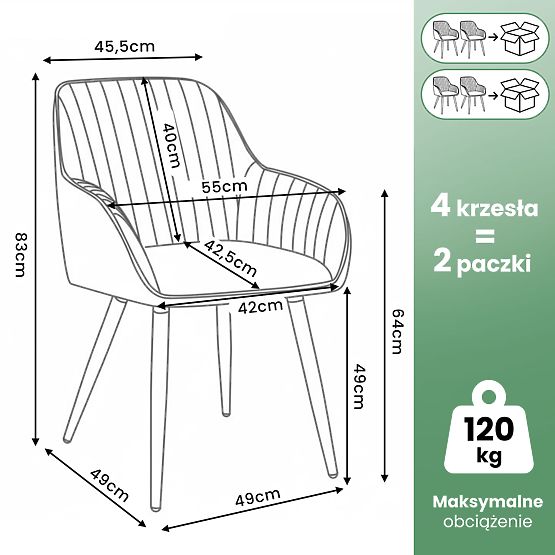 4x Sametová otočná židle s prošíváním Béžová TURNO Černé nohy