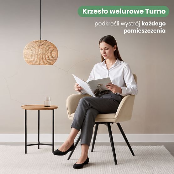 4x Sametová otočná židle s prošíváním Béžová TURNO Černé nohy