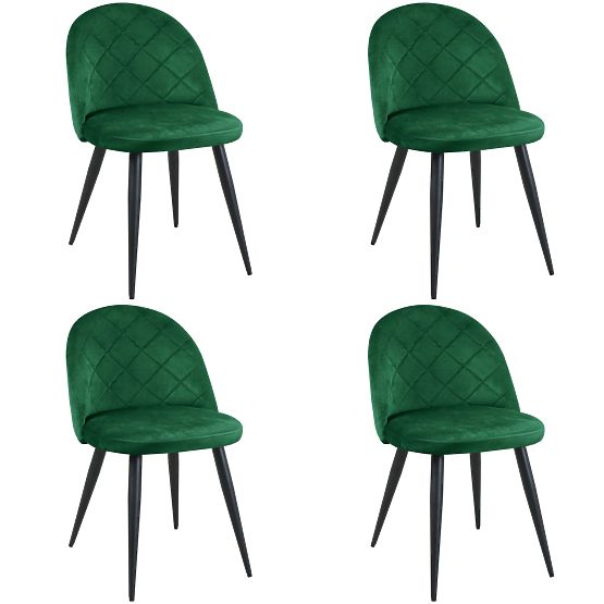4x Sametové čalouněné židle SJ.077 Lahvově Zelená