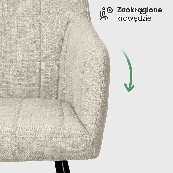 6x Čalouněná židle s čtvercovým prošíváním Béžová LUXANO Černé nohy látka Lumos