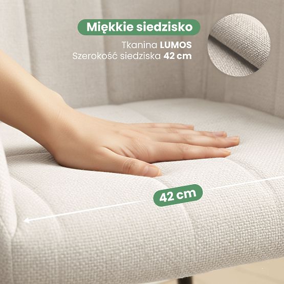 6x Čalouněná židle s čtvercovým prošíváním Krémová LUXANO Černé nohy látka Lumos