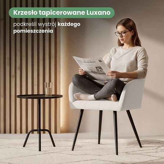 6x Čalouněná židle s čtvercovým prošíváním Krémová LUXANO Černé nohy látka Lumos
