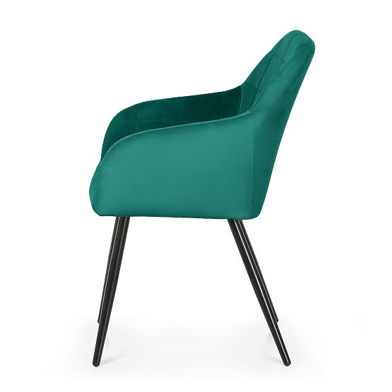 6x Čalouněná židle s čtvercovým prošíváním Lahvově Zelená LUXANO Černé nohy