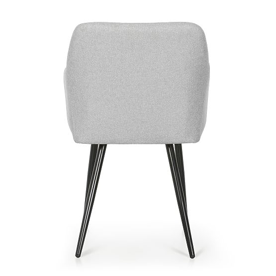 6x Čalouněná židle s čtvercovým prošíváním Světle Šedá LUXANO Černé nohy látka Lumos