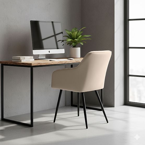 6x Sametová čalouněná židle s prošíváním Béžová FLORENCE Černé nohy