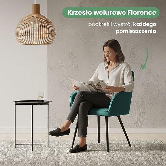 6x Sametová čalouněná židle s prošíváním Lahvově Zelená FLORENCE Černé nohy