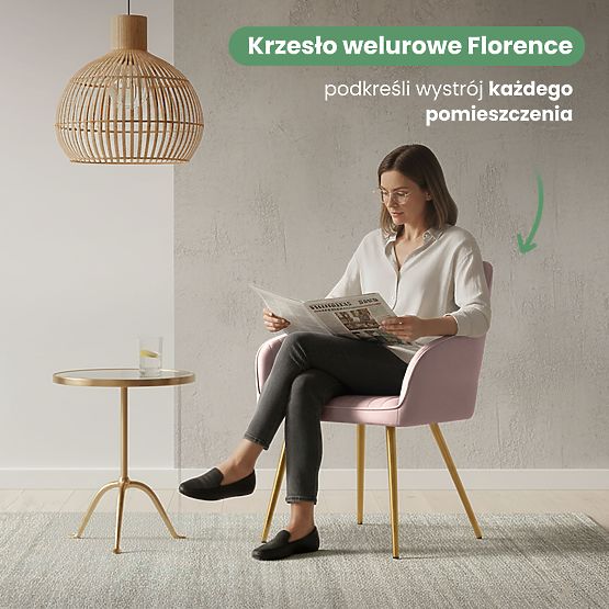 6x Sametová čalouněná židle s prošíváním Pudrově Růžová FLORENCE Zlaté nohy