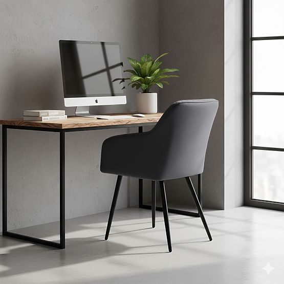 6x Sametová čalouněná židle s prošíváním Tmavý Grafit FLORENCE Černé nohy