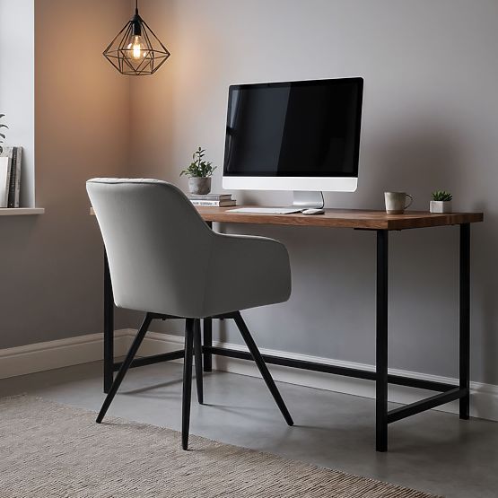 6x Sametová otočná židle s prošíváním Šedá TURNO Černé nohy