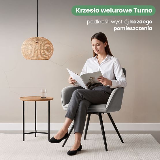 6x Sametová otočná židle s prošíváním Šedá TURNO Černé nohy