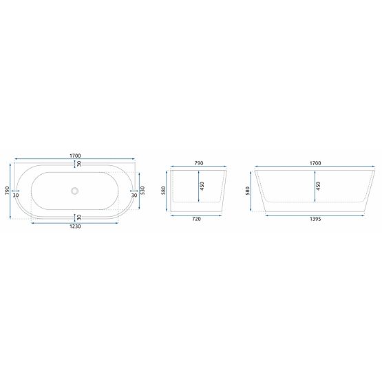 Akrylátová přístěnná vana OLIMPIA 170 cm