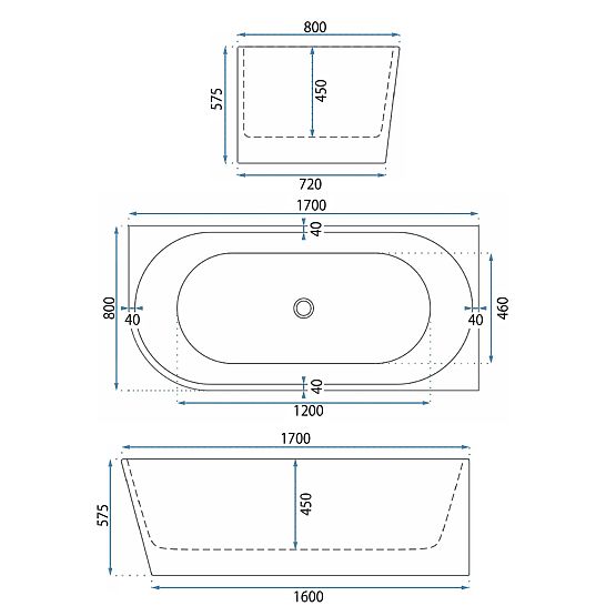 Akrylátová Rohová Vana WENUS PRAVÁ 170