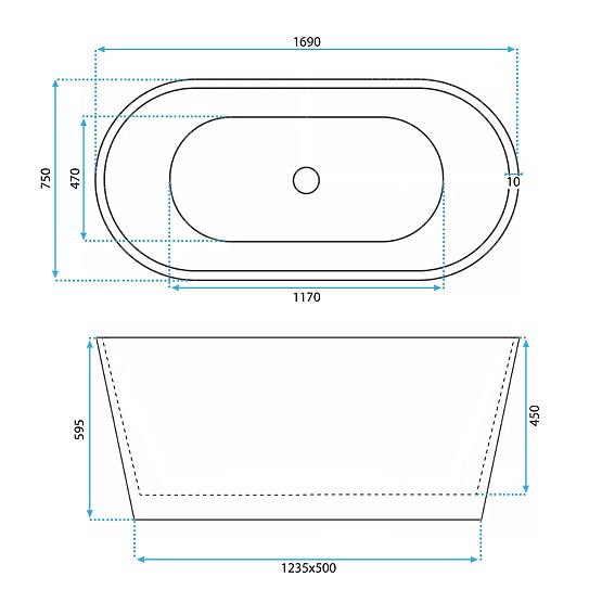 Akrylátová volně stojící vana ROMA 170