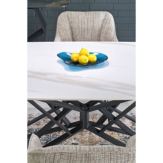 ALFREDO rozkládací stůl, bílý mramor / černý (2p=1ks)