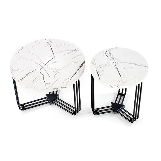 ANTICA M konferenční stolek deska - bílý mramor, rám - černý (2p=1ks)