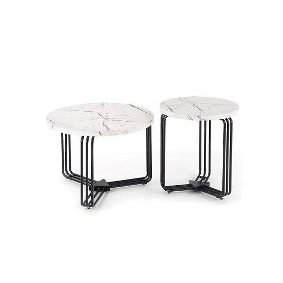 ANTICA M konferenční stolek deska - bílý mramor, rám - černý