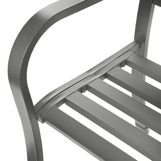 Ažurová zahradní lavička s opěradlem parková na terasu balkon kovová konstrukce grafitová