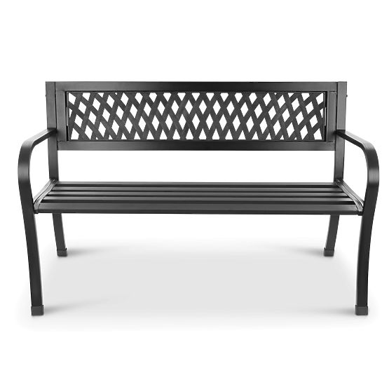 Ažurová zahradní lavička s opěradlem parková na terasu balkon kovová konstrukce