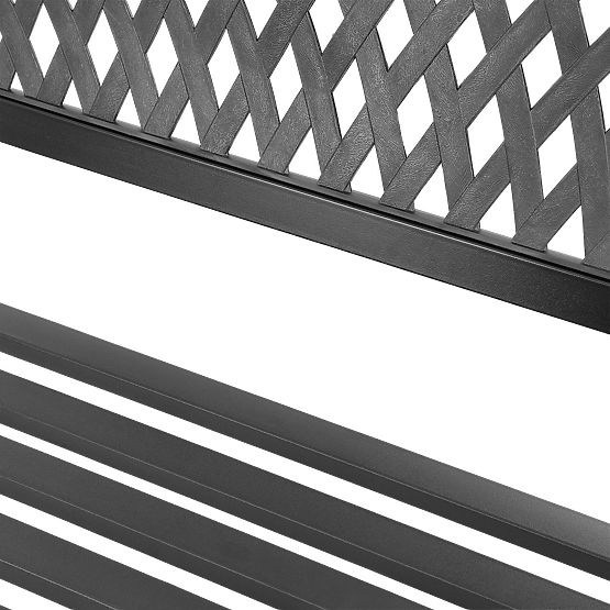 Ažurová zahradní lavička s opěradlem parková na terasu balkon kovová konstrukce