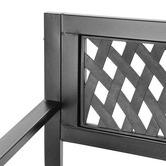 Ažurová zahradní lavička s opěradlem parková na terasu balkon kovová konstrukce