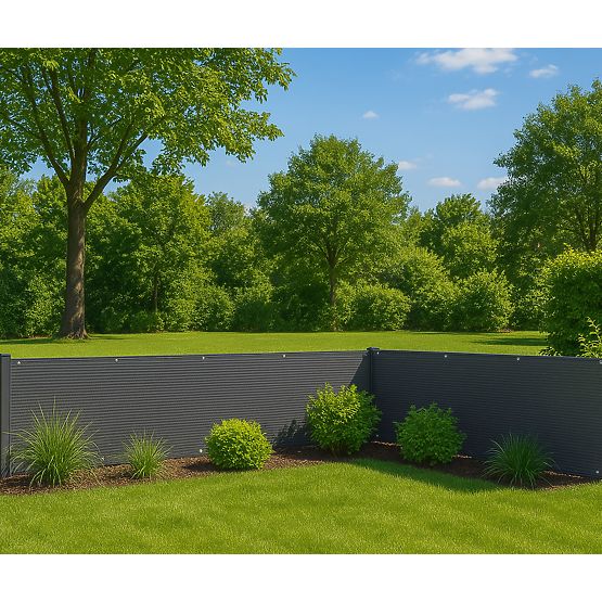 Balkónová clona s kovaním 100x500 cm stínící síť + instalační prvky šedá MultiGarden