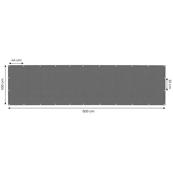 Balkónová clona s kovaním 100x500 cm stínící síť + instalační prvky šedá MultiGarden