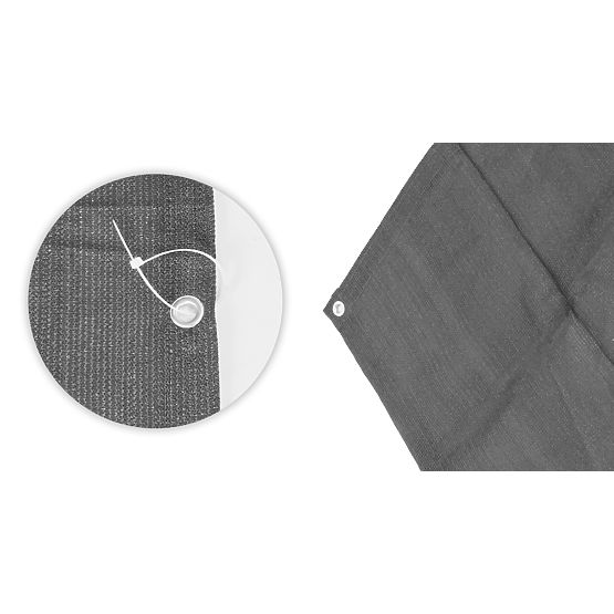 Balkónová clona s kovaním 150x500 cm stínící síť + instalační prvky šedá MultiGarden