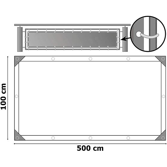 Balkonová ochranná rohož šedá 1x5 m