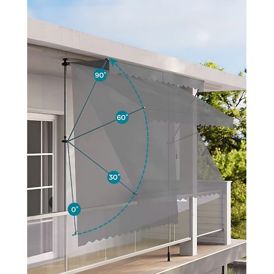 Balkónová sluneční markýza s nastavitelnou výškou, voděodolná s ruční klikou